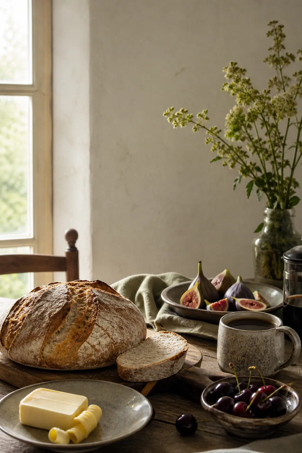 Mediterrane Frühstücksinspiration mit Brot und Feigen
