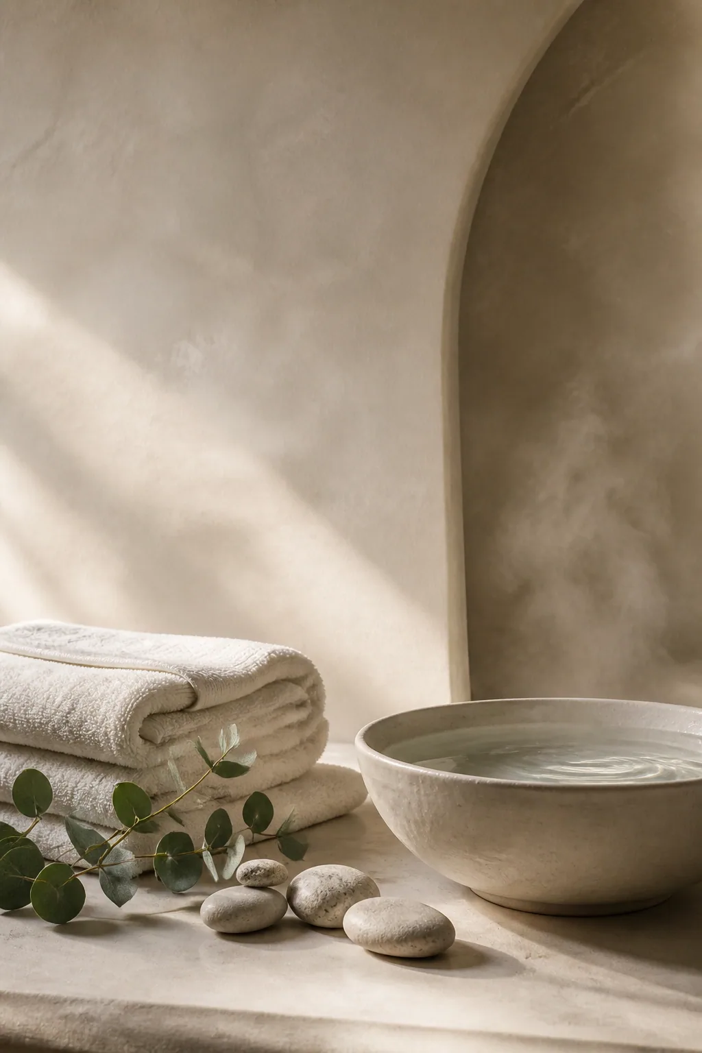 Ruhiges Spa-Stillleben mit Naturmaterialien